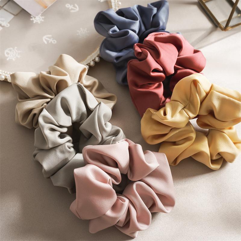 Oversized Glossy Surface Hair Scrunchies High Elasticity Ponytail Holder For Thick Hair Solid Color Aesthetic Tie