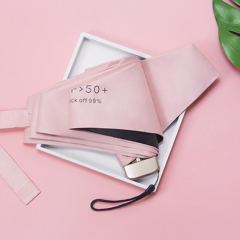 

Портативный карманный складной зонт с защитой от ультрафиолета для женщин и детей, ультракомпактный виниловый зонт двойного назначения от солнца и дождя розовый