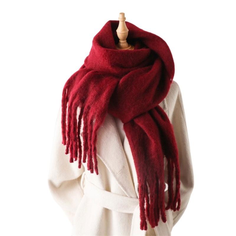 Long Tassels Neckerchief Solid Color Scarf Lightweight Yet Warm Headscarf Shawl For Casual or Formal Wear Daily