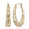 Hollow Flower Double Ring U-Shaped Earrings - Retro European & American Style