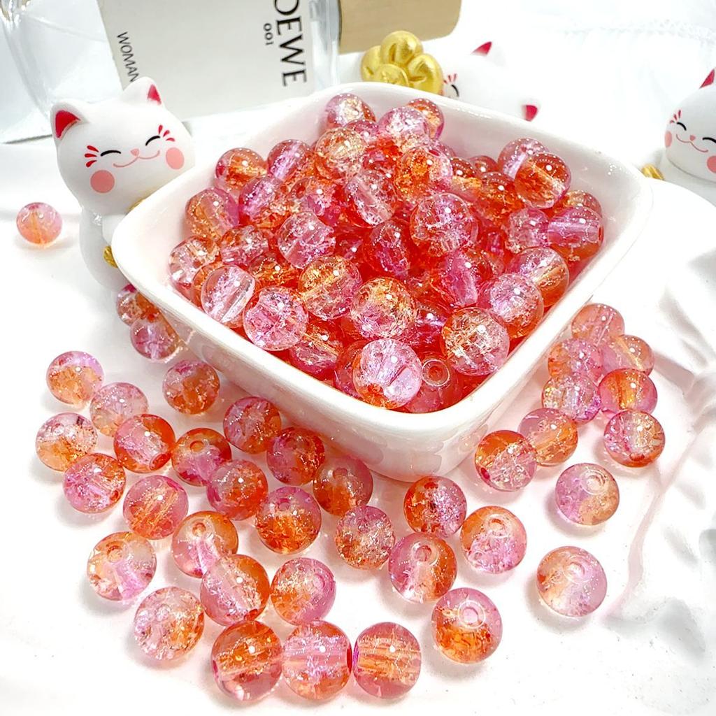 10mm Crackle Glass Round Beads, Loose Spacer Beads DIY Accessories for Bracelet Making 50pcs