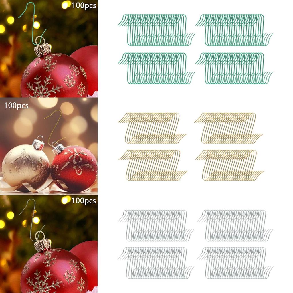 100x Christmas Tree Hooks Wreaths Holder Versatile Metal Christmas Tree Hangers for Xmas Office Valentine's Day Wedding Home