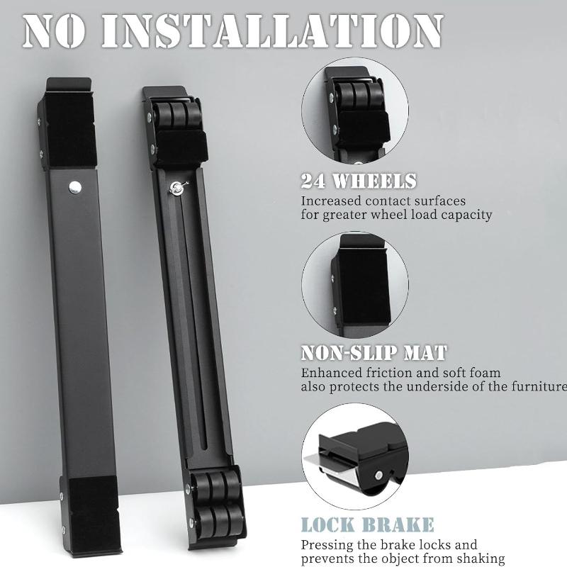 Adjustable Heavy Duty Appliance Rollers, Furniture Moving Roller Wheels with Brake, Washing Machine Wheels Load Bearing 660lbs for Refrigerators