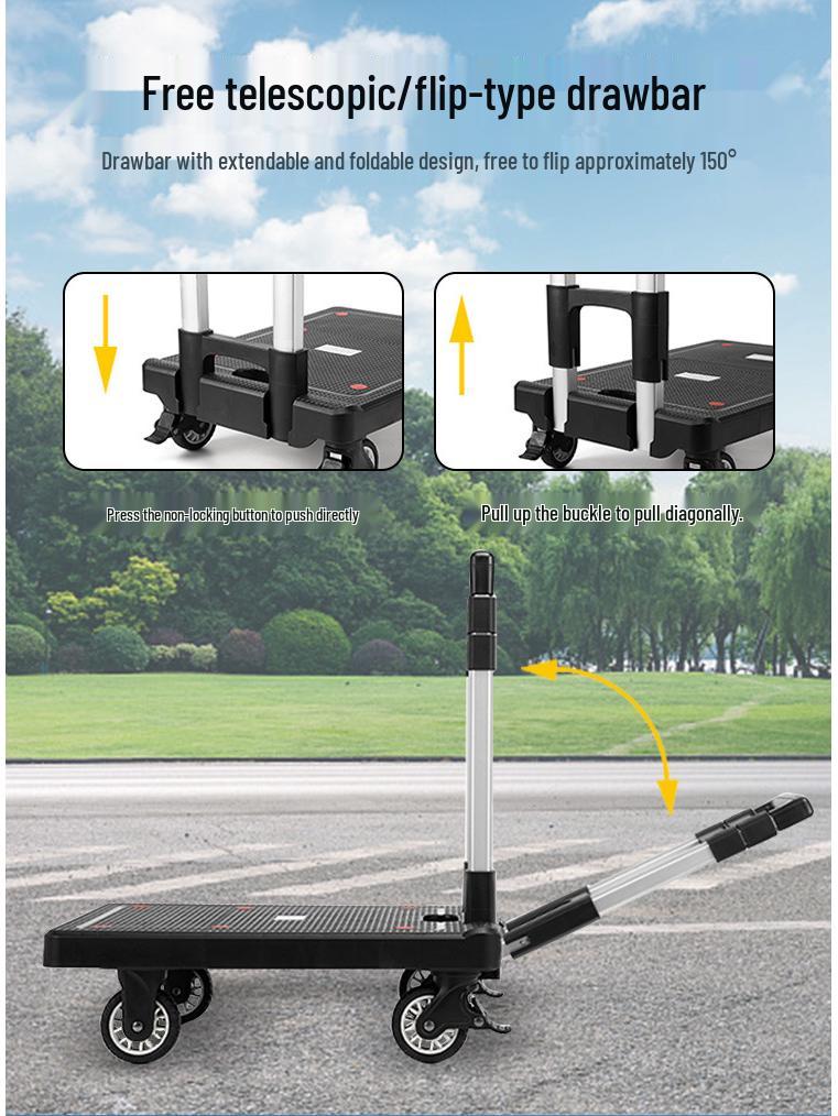 Portable Aluminum Folding Hand Cart with Universal Wheels for Shopping and Home Use