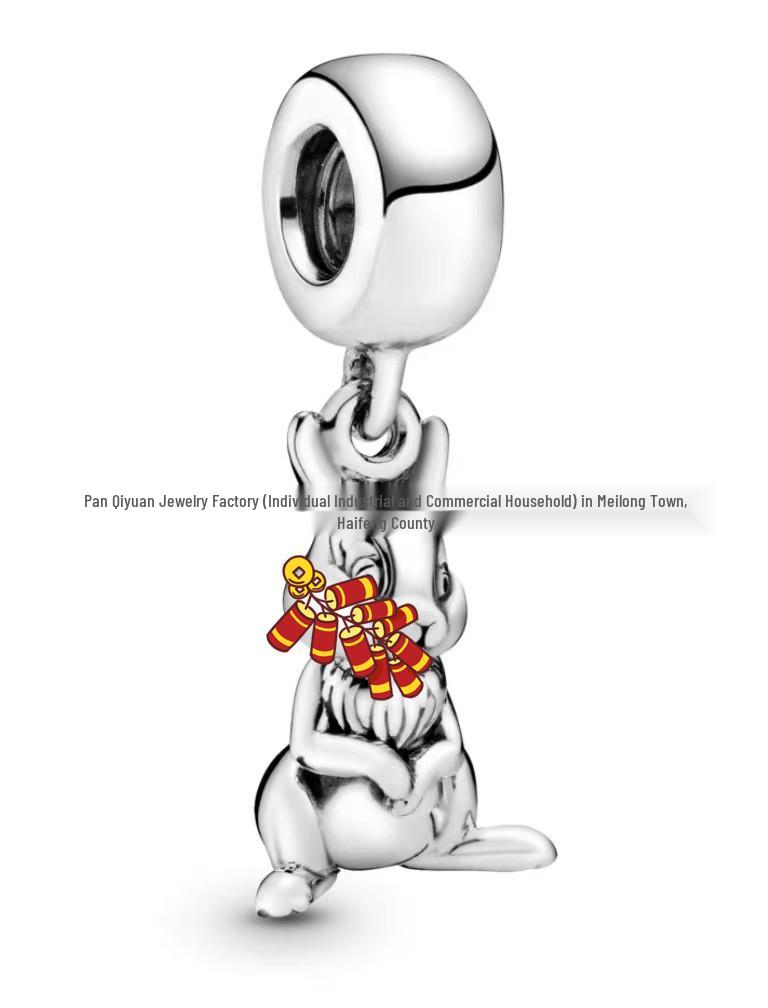 Pan Jia S925 Zodiac Cartoon Pendants: White Copper Beads for DIY Bracelets & Light Luxury Necklaces