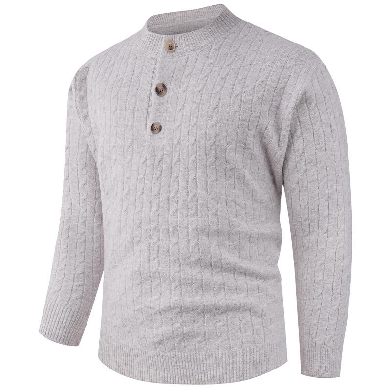 

2025 Men s Autumn/Winter Round Neck Loose Knit Sweater - Lazy Style Base Layer Knitwear Jacket 3XL бежевий