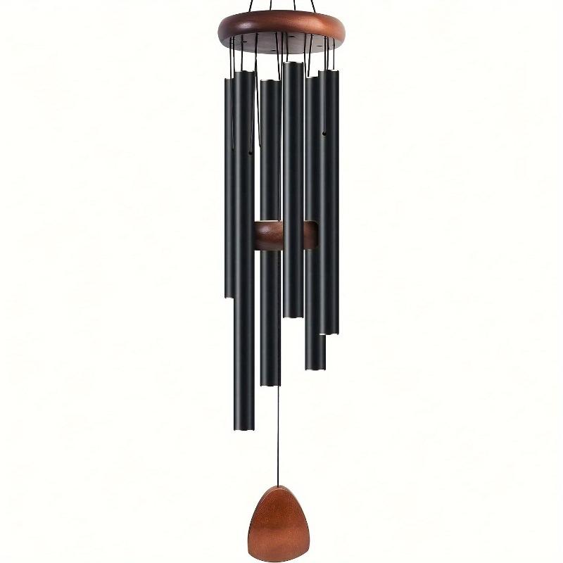 

1pc 26-Inch Deep Tone Wind Chimes Soothing Black Aluminum Coated Memorial WindChimes with Durable Pine Wood Perfect Outdoor Gift чорний