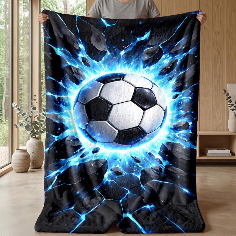 Soccer Ball Breaking Glass Theme blanket Lightweight Warm Flannel Blanket Decorative Throw Blanket for Home Decoration