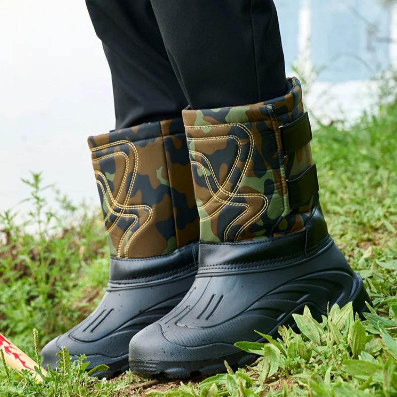 2024 thick soled EVA rain boots men's plush warm snow boots waterproof and cold resistant cotton shoes