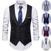 Summer men's slim-fit British-style solid color suit vest in large sizes for a sleek look.