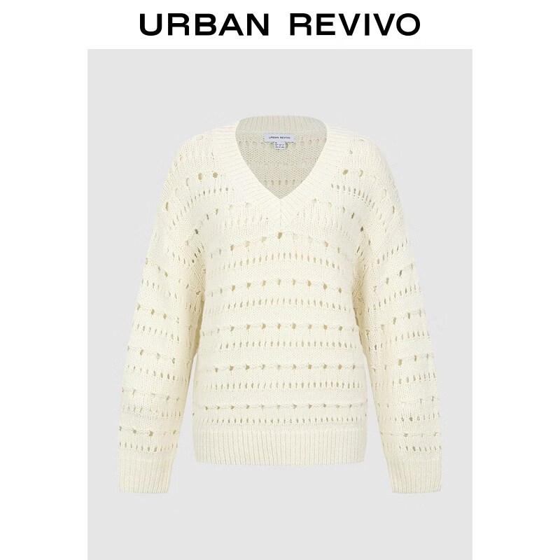 UR 2026 Spring V-Neck Hollow Knit Sweater S