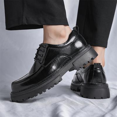 Runde kappe männer der dicken sohlen leder schuhe Modische Britischen stil Hochzeit Party Outdoor Freizeit Business Erhöhten Leathe Schuhe
