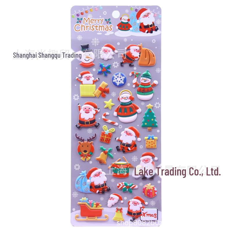 Nové 3D vánoční pěnové samolepky: Dětské kreslené návrhy s Santa Clausem, sněhovou vločkou a losem