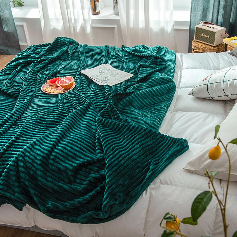 Solid Color Blanket Striped Blanket Coral Fleece Blanket Flannel Blanket Air Conditioning Blanket Nap Blanket Furry Blanket Small Blanket