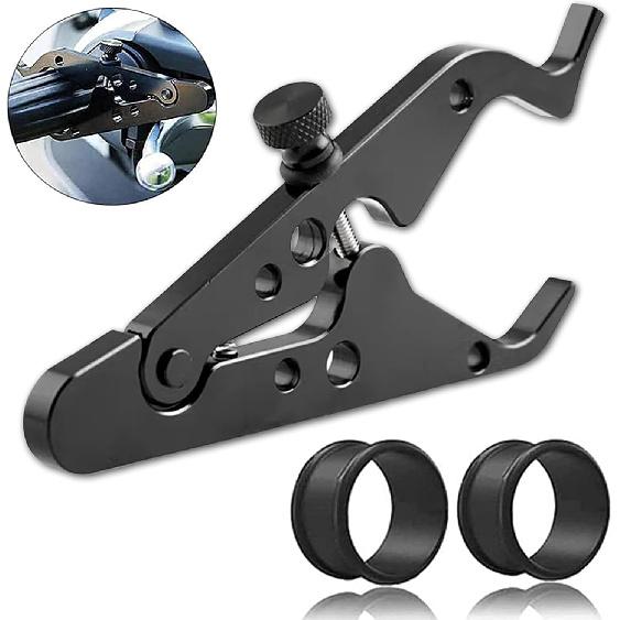 Universal Motorcycle Cruise Control - Throttle Lock Assist Grip Clamp with Silicone Ring - Durable (1, Black)