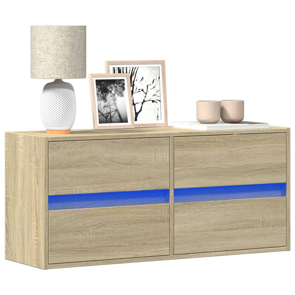 TV Wall Cabinet with LED Lighting Sonoma Oak 100 x 31 x 45 cm