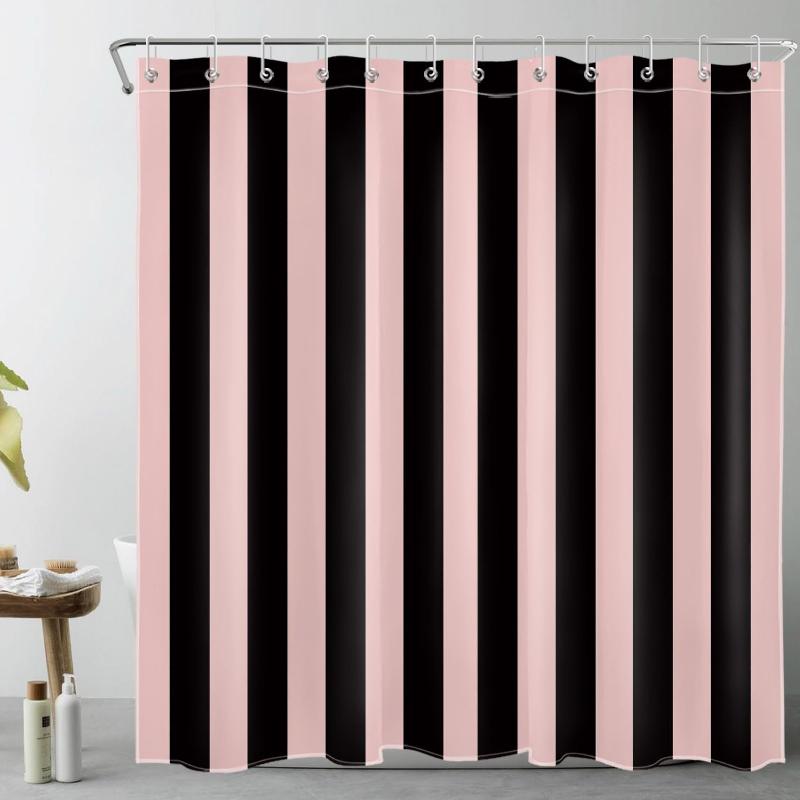 Tenda da Doccia Impermeabile a Strisce Verticali Colorate con 12 Ganci Tenda Decorativa per Bagno per la Privacy