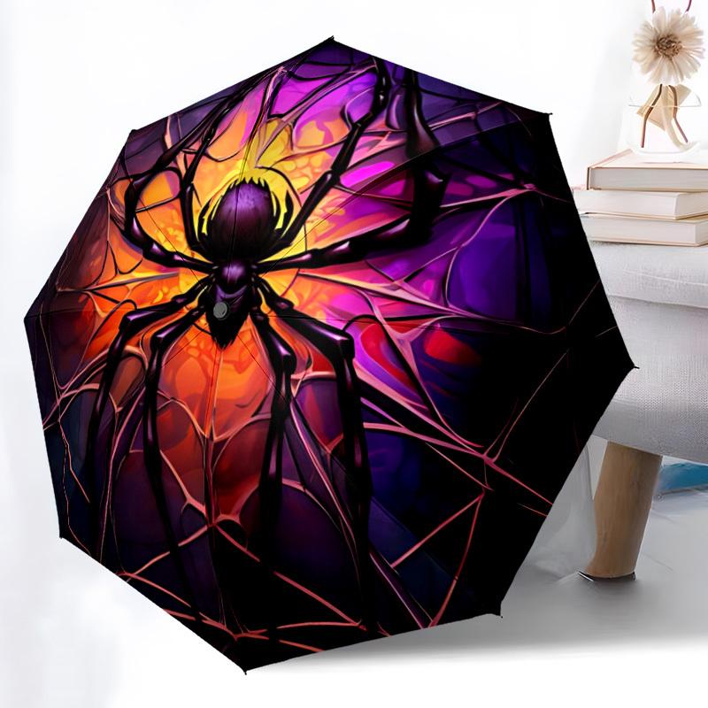 1pc Spider Web Automatic Folding Umbrella   Compact 8 Rib Design, Durable Iron Frame for Travel, Outdoor,  A0920085
