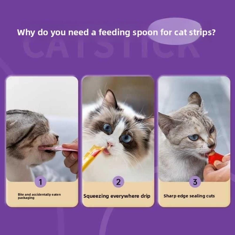 Extended Handle Pet Feeding Spoon Plastic Pet Wet Food Scoop Cat Treat Spoon Feeder  Pet Feeding