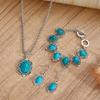 4er Set Vintage Boho Türkis Schmuckset Klassisches Einfaches Anhänger Halskette Armband Ohrringe Set für Damen Täglichen Schmuck Geschenke