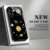 Space Sternenhimmel Schwarze Gehärtete Glas Handyhülle Geeignet für Samsung Galaxy S26 S25 S24 S23 S22 S21 S20 FE/Ultra/Plus Anti-Drop