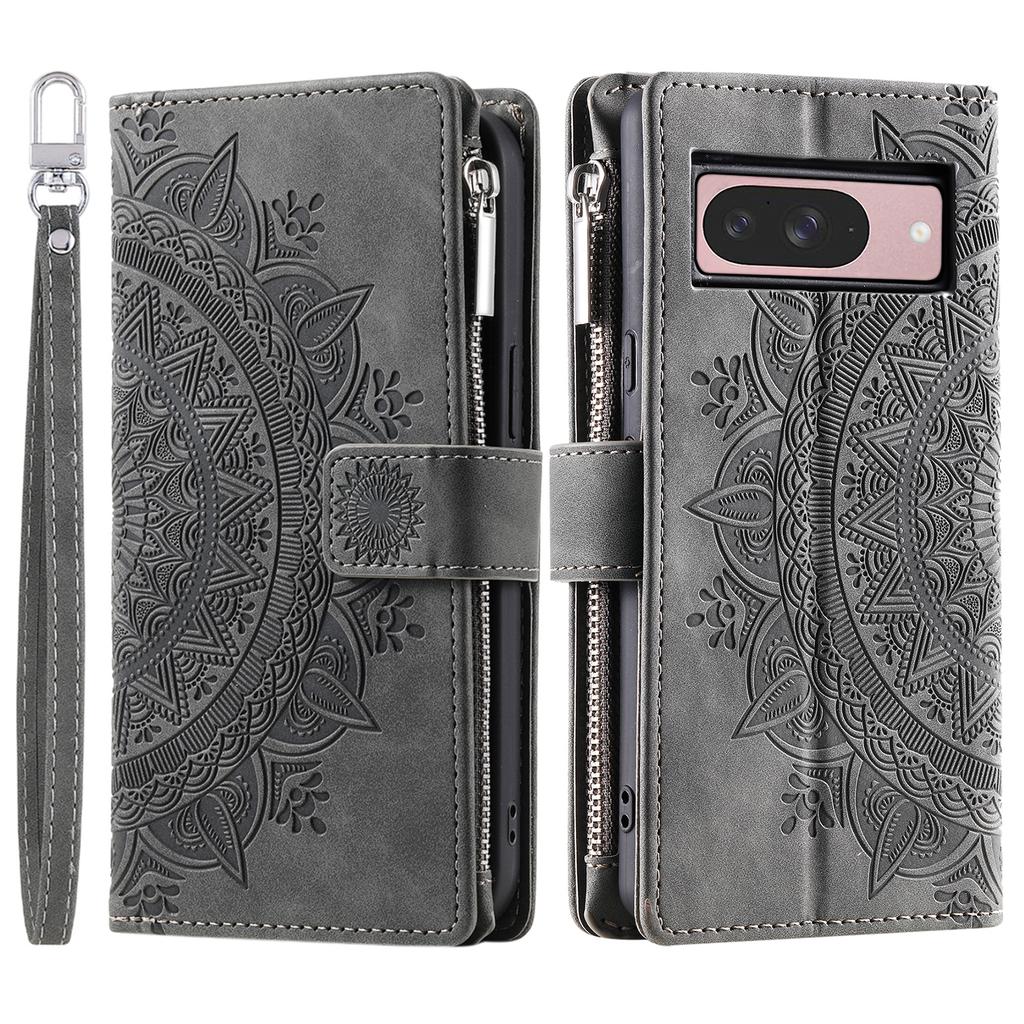 Style 006 For Google Pixel 9/9 Pro Wallet Case PU Leather Phone Cover Mandala Flower Pattern