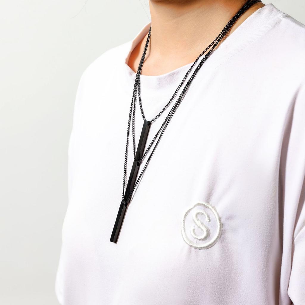 Simple Titanium Steel Necklace Ins Cold Style Column Versatile Hip Hop Geometric Square Pendant Long Style