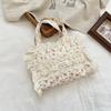 Lace broken flower canvas bag women's new fashion casual commuter tote bag lace edge handbag