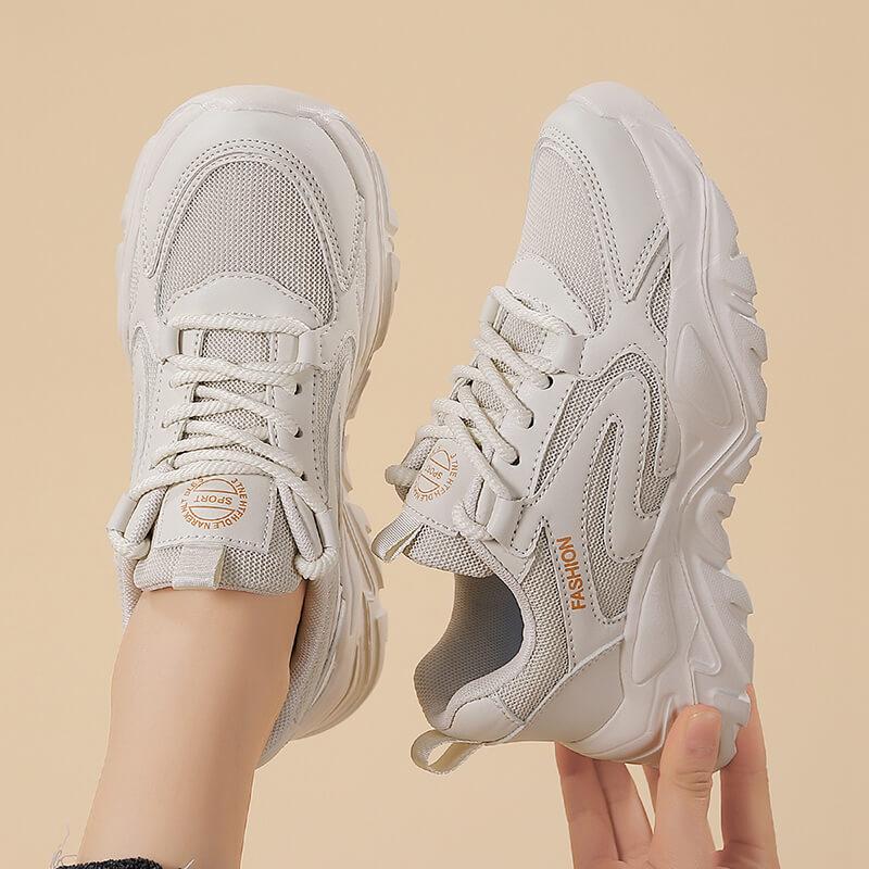 MCTIN Weiße Damen-Plattform-Sneaker mit dicker Sohle, vulkanisierte Damenschuhe, klobige Damenschuhe