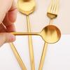 304 paslanmaz çelik yemek takımı seti altın mat parlatma çatal bıçak kaşık seti salata çatalı kaşık çay kaşığı tatlı çatal sofra
