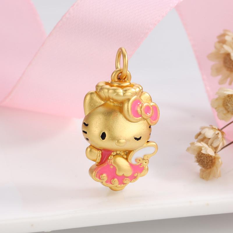 Sterling Silver Hello Kitty 3D Bow Pendant - Dancing Cat Jewelry Accessories