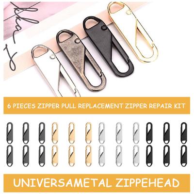 6 Stück Reißverschlussanhänger Ersatz Reißverschluss-Set Reißverschluss-Schieber Zuglasche Universeller Reißverschluss-Fixierer Metall-Reißverschlusskopf für Koffer Mantel Stiefel Jacke DIY Taschen