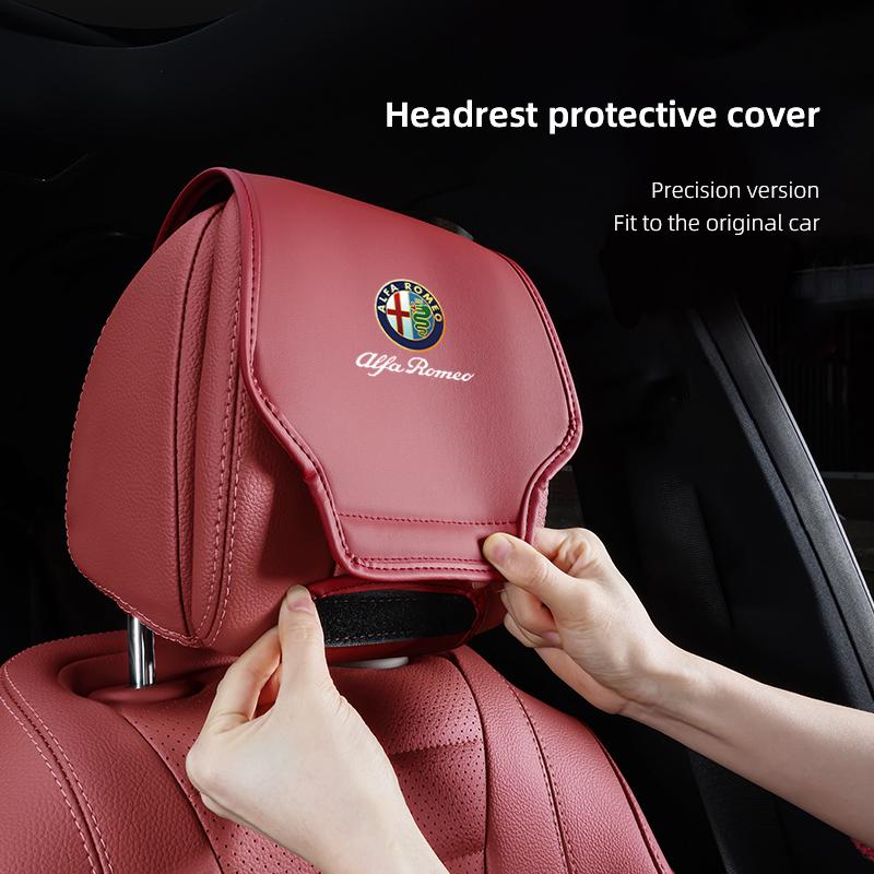 Car Seat Pillow Cover Auto Headrest Protective Shell For Alfa Romeo Giulietta Mito 159 Giulia Stelvio 156 147 Tonale Brera Disco
