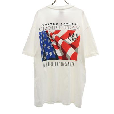 Unused 90s Old USA Made Deadstock Back Print US Olympic Team Short Sleeve T-shirt Men's Used