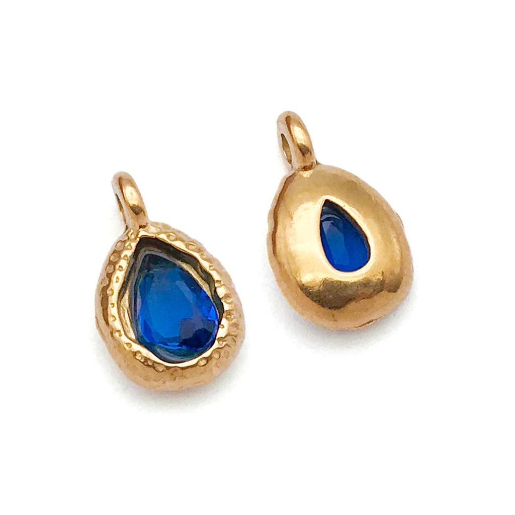Stainless Steel Water Drop 7x12mm Zodiac Stone Pendant for DIY Jewelry