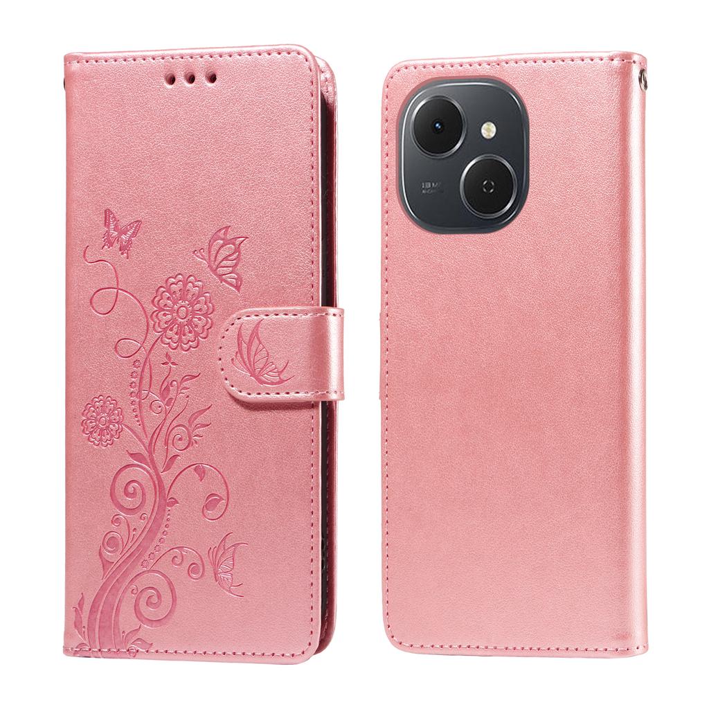 For TECNO Spark 40C Leather Case Butterfly Floral Imprint Wallet Stand Cover