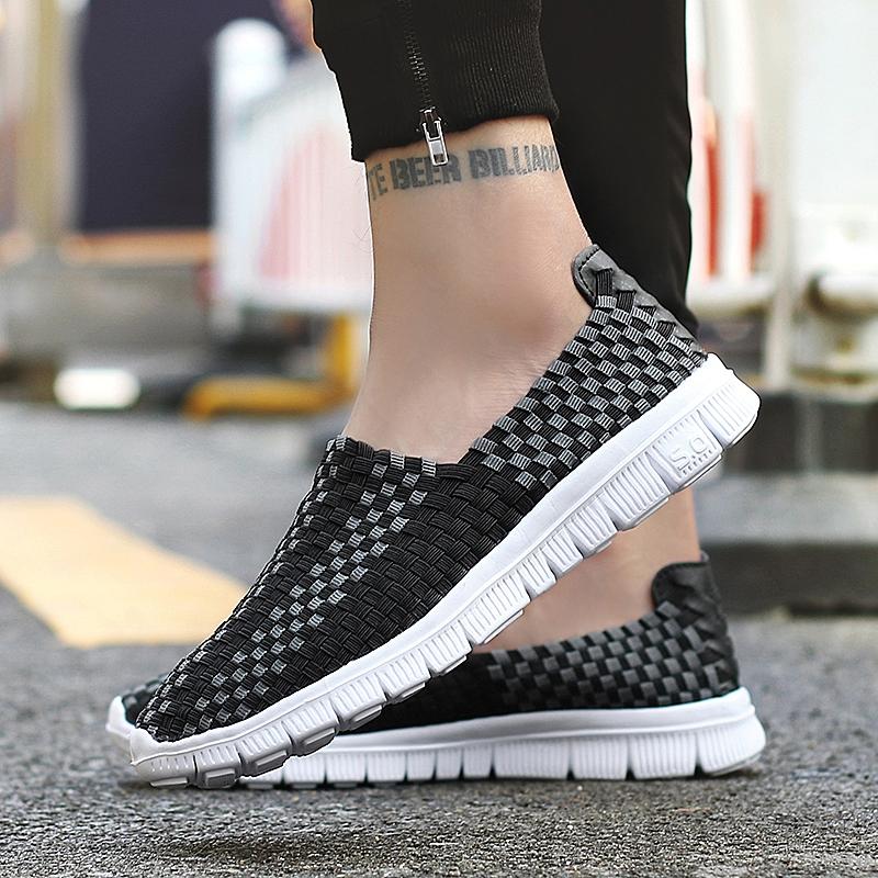 Men's Shoes Summer Women's Handmade Woven Breathable Couple Casual Flat Bottom Lightweight Casual Loafers Large Size 2025