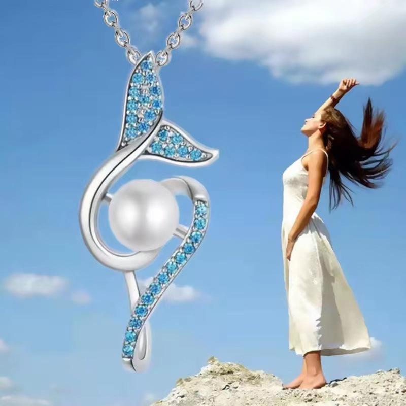 Magnifique Collier Pendentif Perle Queue de Poisson pour Femme Bijou Cadeau Sens du Design Minoritaire