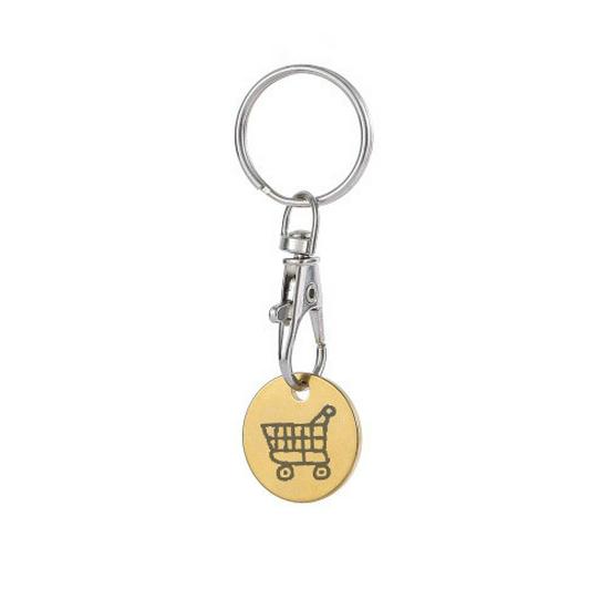 Porte-clés Jeton en Acier Inoxydable avec Logo Gravé au Laser pour Caddies de Supermarché