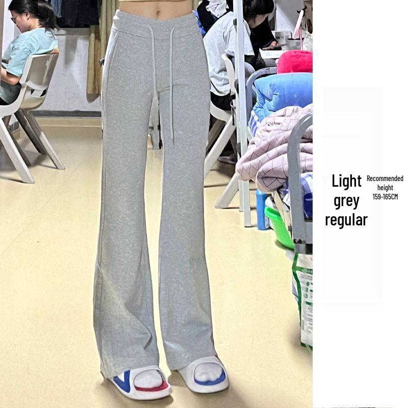 

Женские 2024 Темно-серые Слегка расклешенные Утягивающие Широкие эластичные Повседневные спортивные штаны S [75-90]