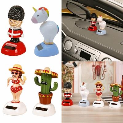 Cartoon Car Decoration Home Ornament Swing Dancing Solar Powered Shaking Moving Flip Flaps Toy