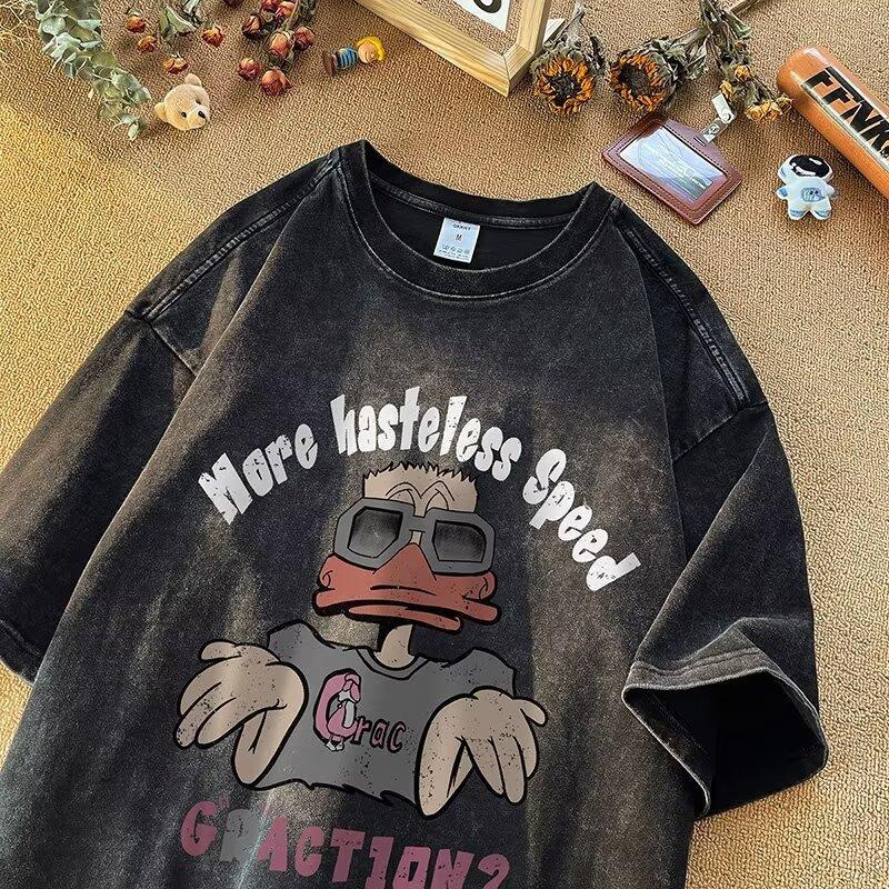 American Style Handsome Heavyweight Pure Cotton Short Sleeved T-shirt for Teenagers and Men Summer Ins Trendy Brand Street Loose Round Neck Top