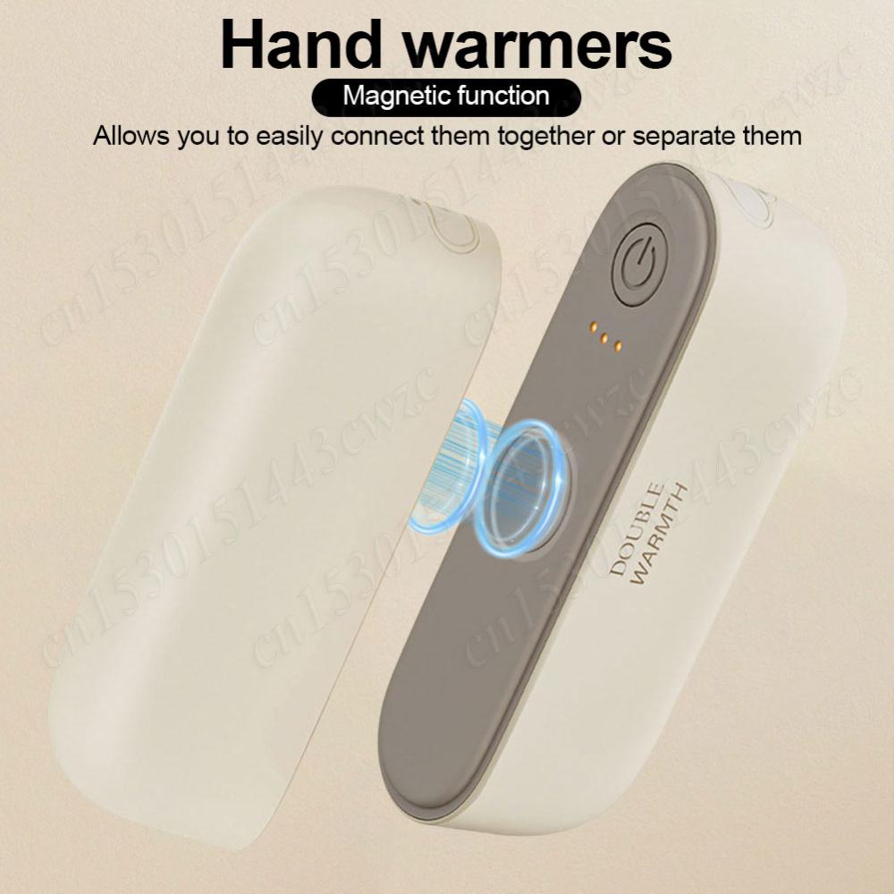 2 in 1 Magnetic Rechargeable Hand Warmer 3 Levels Ergonomic Compact Pocket Heater Portable Electric Handwarmer for Women Men