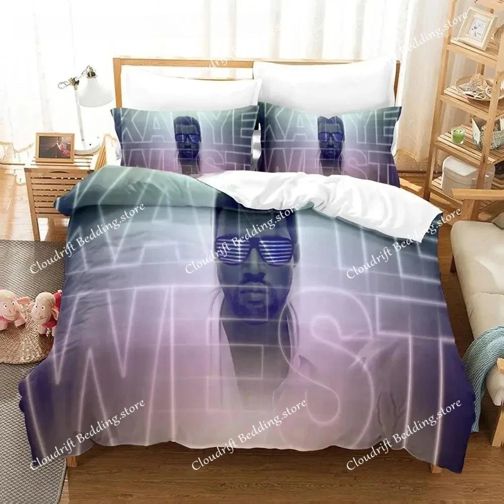Kanye West Bettwäsche-Set Einzelbett, Twin, Full, Queen, Kingsize-Bett-Set, Erwachsenen-Jungen-Schlafzimmer-Bettbezug-Sets, 3D-Druck, Anime