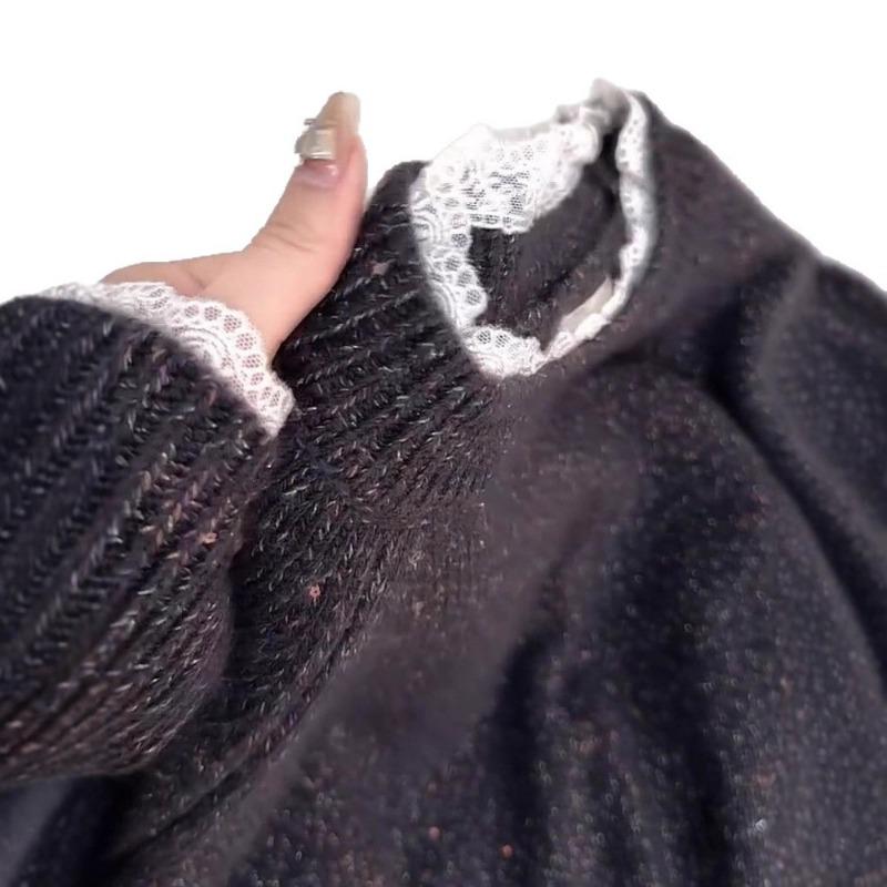 Korean Style Lazy Style Versatile Lace Sweater Women's New Loose Soft and Waxy Super Good-looking White Sweater