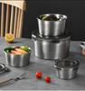 304 Stainless Steel Food Storage Container Set (4-Piece): Round, Sealed, Fresh-Keeping for Lunches, Camping, and Picnics.