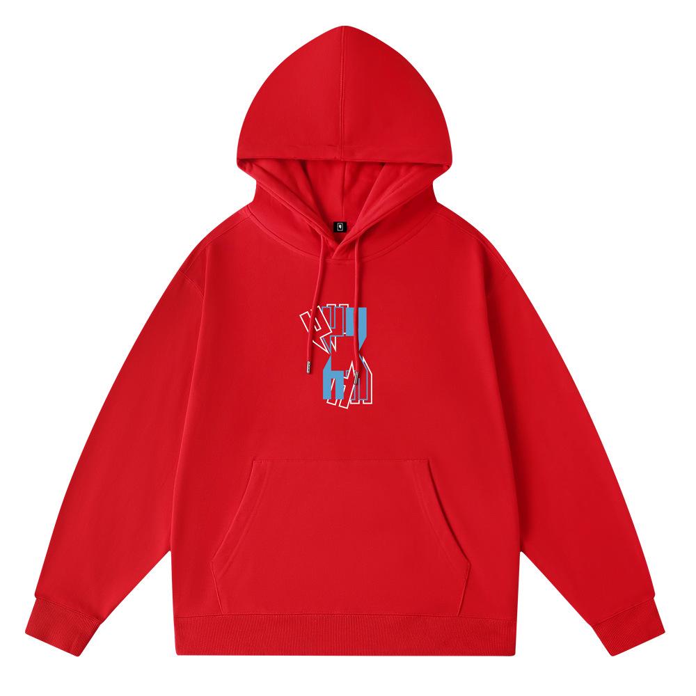 Men s Trendy Terry Cloth Hoodie - Loose Fit, Letter Print for Fall/Winter 4XL