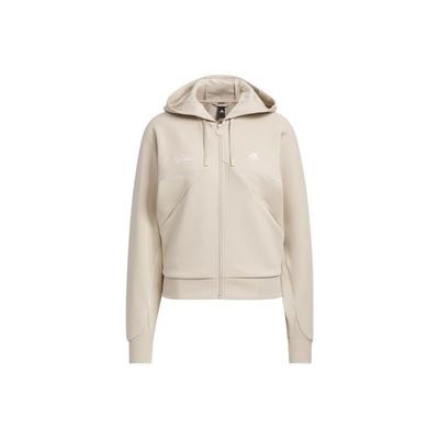 Letter Logo Sports Casual Hooded Jacket for Women, Light Brown