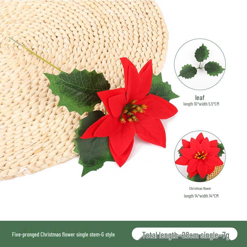 

Бархатный букет «Пуансеттия» - Праздничное рождественское украшение