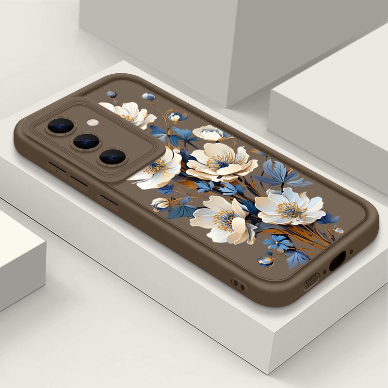 

Роскошный матовый мягкий чехол из ТПУ с цветочным принтом для Samsung S25 Plus S24 FE S23 Ultra S22 A56 A36 A16 A55 A06 A05 A15 A35 A54 противоударный чехол-бампер Samsung A56 кофейный